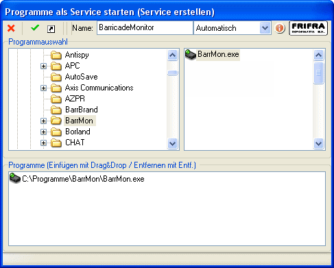 Screenshot für SvcStart